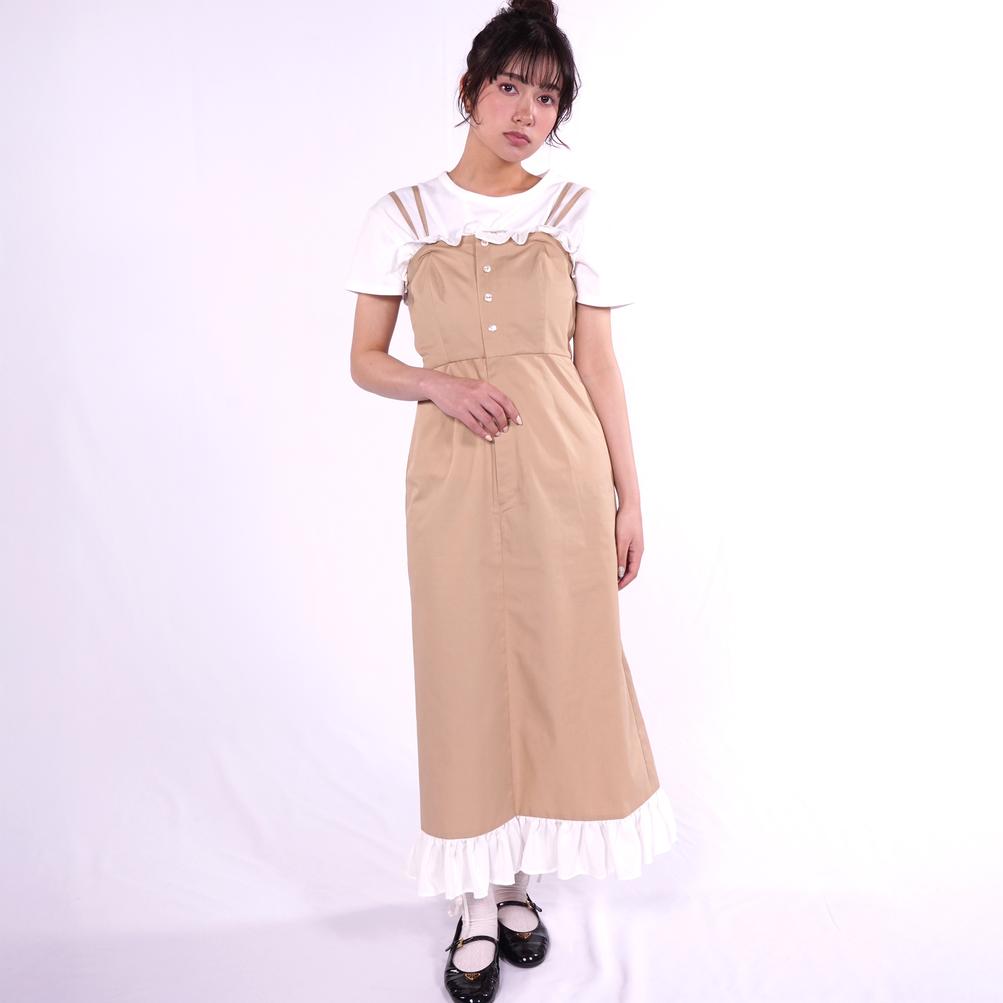 styling/ / キャミワンピース/0/ポリエステル/BEG 2wayフリルキャミワンピース – m_r tokyo